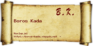Boros Kada névjegykártya